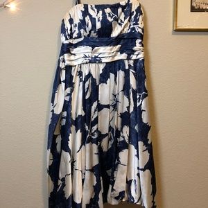 Beautiful blue floral BCBG strapless bubble dress